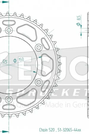 Luxe ESJOT - REAR ALU 44T, 520 - Sprockets - Aluminium